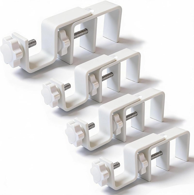 Mimiio Over Blinds Curtain Rod Brackets for Outside Mounted, No-Drill Blinds Curtain Rod Holders for 1.3-2" Rectangular Headrails, Tool-Free & No Wall Damage, Apartment & Renter Friendly (Set of 4, White) - Image 1